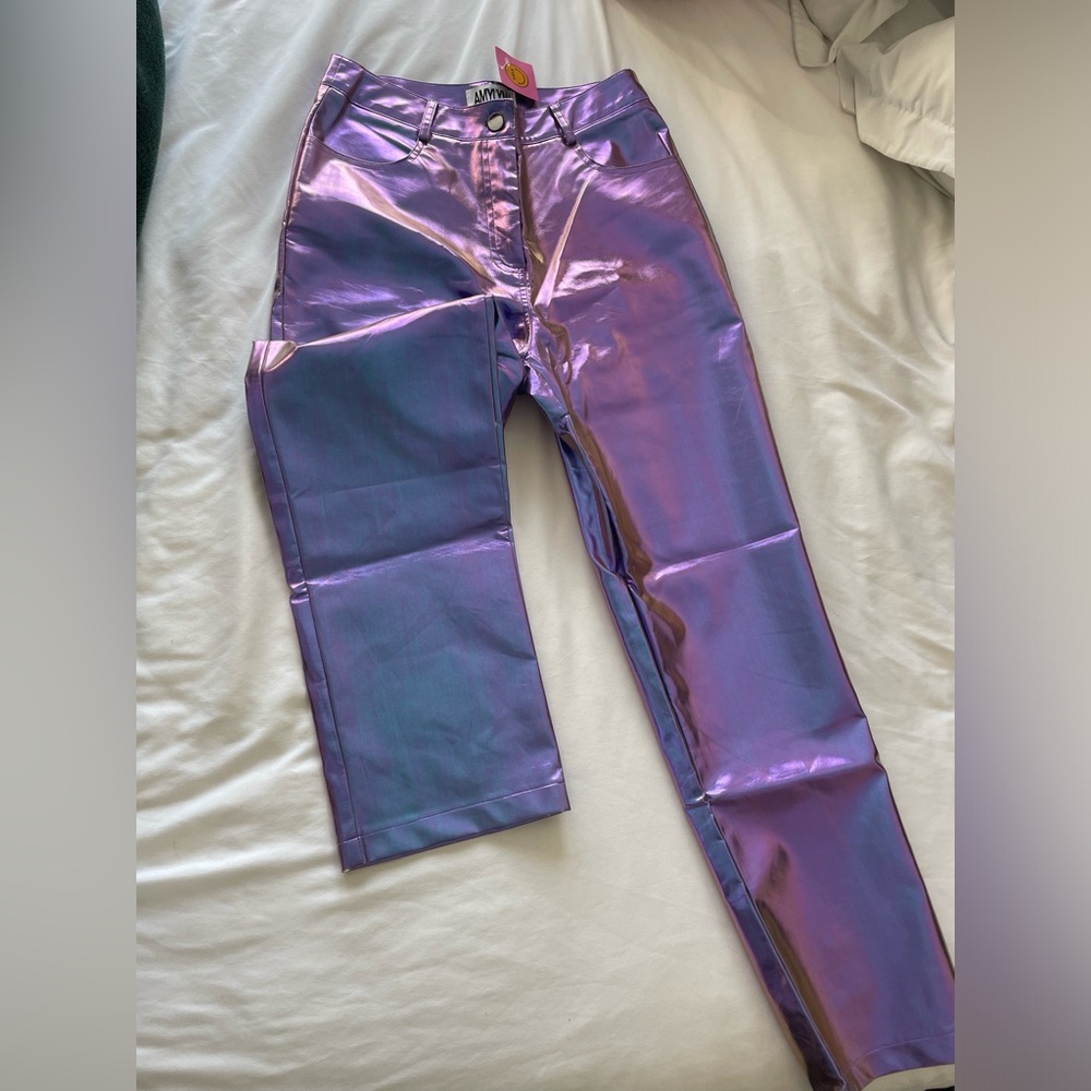 Dressed in LALA Iridescent Purple Metallic Pants